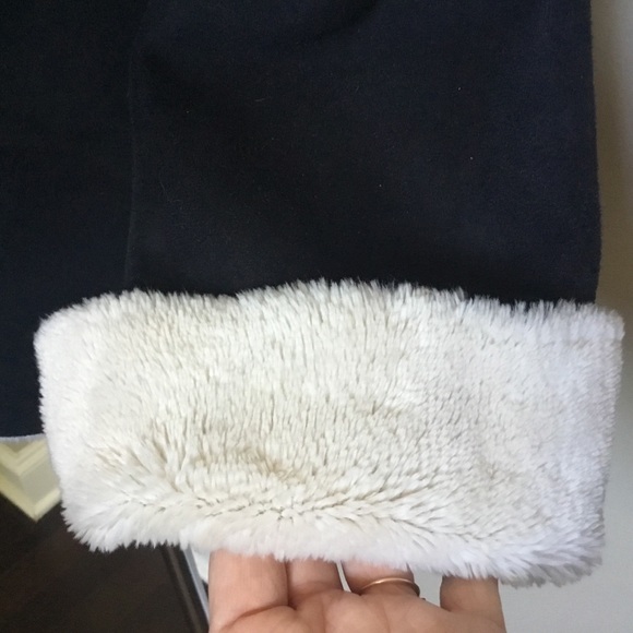 Vintage WHBM black faux suede & cream Sherpa fur toggle coat jacket S - Picture 5 of 7